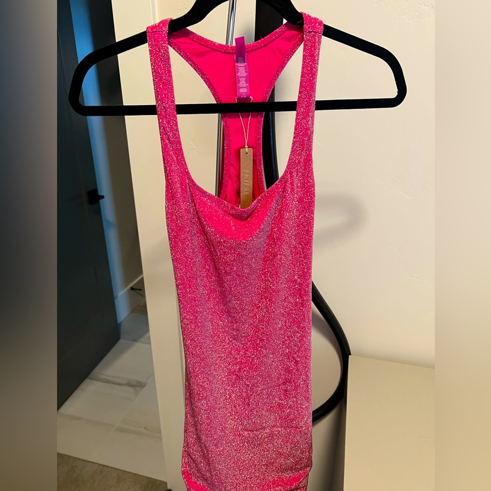 SKIMS Pink Glitter Mini Dress